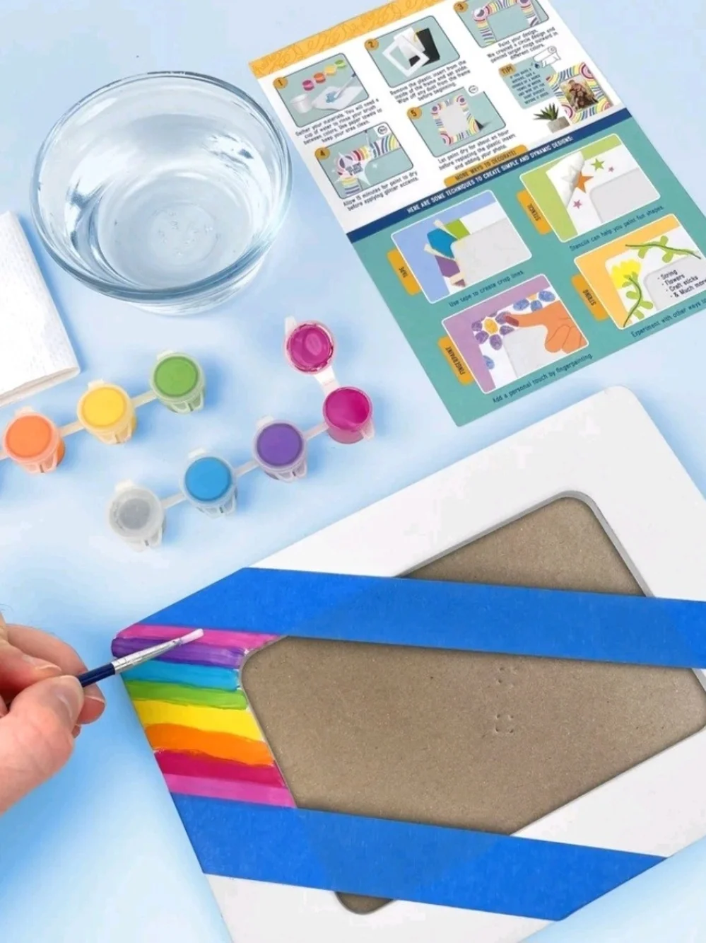 Paint Your Own Ceramic Frame - Multicolor Rainbow Design